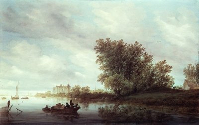 Paysage fluvial boisé avec un château - Salomon van Ruisdael or Ruysdael