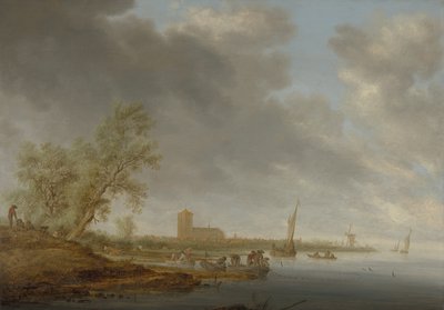 Paysage fluvial avec vue de Naarden - Salomon van Ruysdael