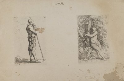 (Série de figurines) Homme en armure, tenant une lance - Salvator Rosa