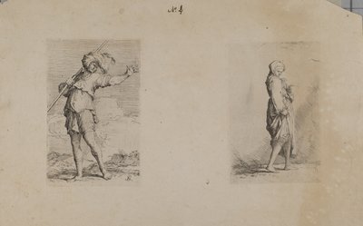 (Série de figurines) Homme debout avec coiffe à plumes - Salvator Rosa