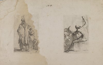(Série de figurines) Homme enturbanné, vu de dos - Salvator Rosa