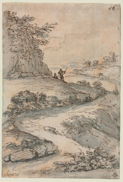 Figures sur une route sinueuse, milieu des années 1600 - Salvator Rosa