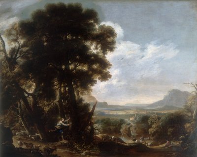 Hermina grave le nom Tancrède sur un arbre, conservé à la Galleria Estense de Modène - Salvator Rosa