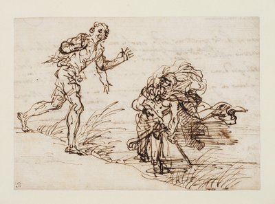 Mercure et le bûcheron malhonnête (recto) - Salvator Rosa