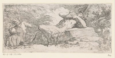 Satyre avec une flûte de Pan (Tritons et dieux des rivières) - Salvator Rosa