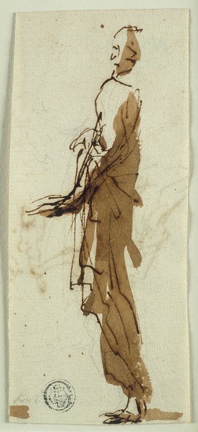 Personnage debout et drapé de profil (recto) ; Massacre des Innocents (verso) - Salvator Rosa