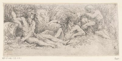 Cinq dieux fluviaux avec des urnes (série Tritons et dieux fluviaux) - Salvator Rosa