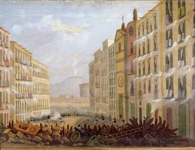 Risorgimento : Barricades dans le quartier de Santa Brigida à Naples - Salvatore Fergola