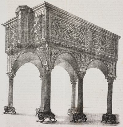 Ancien ambon dans la cathédrale de Sessa Aurunca, Campanie, Italie, lithographie de Salvatore Puglia d