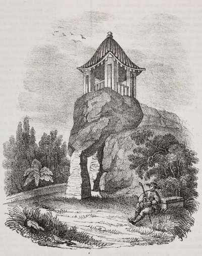 Grotte de Camoens, Macao, Chine, lithographie de Salvatore Puglia de Poliorama Pittoresco, n°15, 19 novembre - Salvatore Puglia