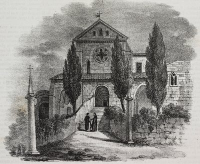 Abbaye de Casamari, Veroli, Latium, Italie, lithographie de Salvatore Puglia de Poliorama Pittoresco, n 47, 1er juillet - Salvatore Puglia