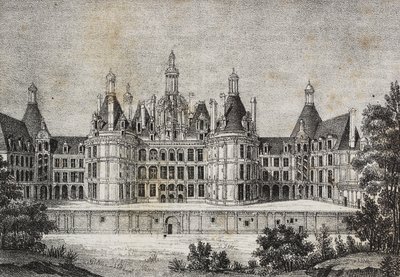 Château de Chambord, France, lithographie de Salvatore Puglia de Poliorama Pittoresco, n 39, 6 mai - Salvatore Puglia