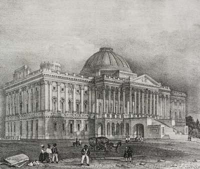 Façade du Capitole à Washington, USA, lithographie de Salvatore Puglia de Poliorama Pittoresco, n 42, 28 mai - Salvatore Puglia