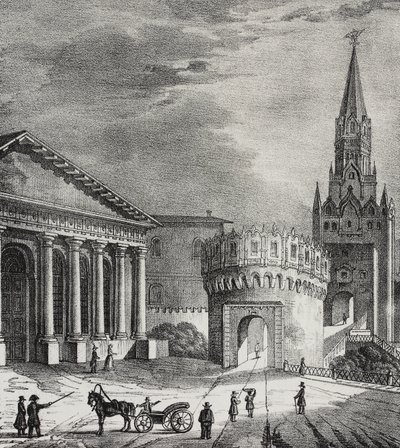 Porte de la tour Troitskaya (tour de la Trinité), Kremlin, Moscou, Russie, lithographie de Salvatore Puglia de Poliorama Pittoresco, n 22, 7 janvier - Salvatore Puglia