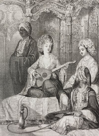 Harem en Orient, lithographie de Salvatore Puglia de Poliorama Pittoresco, n 2, 19 août - Salvatore Puglia