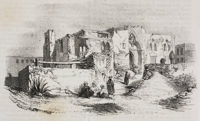 Maison où Louis IX fut emprisonné à Mansura, Égypte, lithographie de Salvatore Puglia de Poliorama Pittoresco, n°9, 5 octobre - Salvatore Puglia