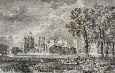 Château de Raby, Durham, Angleterre, Royaume-Uni, lithographie de Salvatore Puglia de Poliorama Pittoresco, n 42, 27 mai - Salvatore Puglia