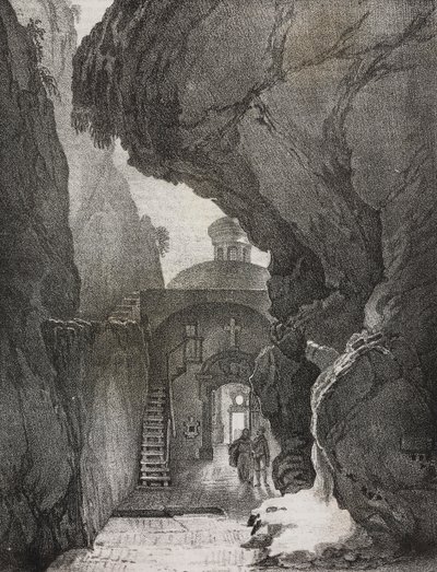 Sanctuaire de la Sainte Trinité ou Sanctuaire de la Montagne Fendue, Gaeta, Latium, Italie, lithographie de Salvatore Puglia de Poliorama Pittoresco, n 43, 1er juin - Salvatore Puglia
