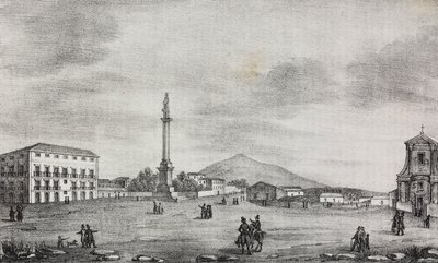 Place de la Statue à Catane, Sicile, Italie, lithographie de Salvatore Puglia de Poliorama Pittoresco, n 15, 19 novembre - Salvatore Puglia