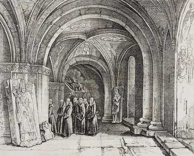 Église souterraine de la cathédrale de Bâle, Suisse, lithographie de Salvatore Puglia de Poliorama Pittoresco, n 50, 22 juillet - Salvatore Puglia