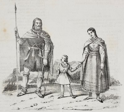 Varègues, peuple de la péninsule scandinave, lithographie de Salvatore Puglia de Poliorama Pittoresco, n 42, 27 mai - Salvatore Puglia