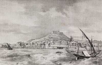 Vue de Naples depuis la mer, Campanie, Italie, lithographie de Salvatore Puglia de Poliorama Pittoresco, n 2, 17 août - Salvatore Puglia
