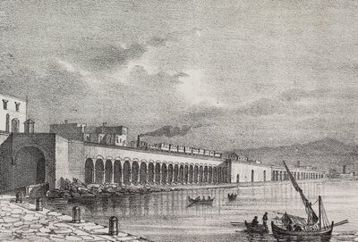 Vue du chemin de fer à Torre Annunziata, Campanie, Italie, lithographie de Gaetano Riccio de Poliorama Pittoresco, n 21, 31 décembre - Salvatore Puglia
