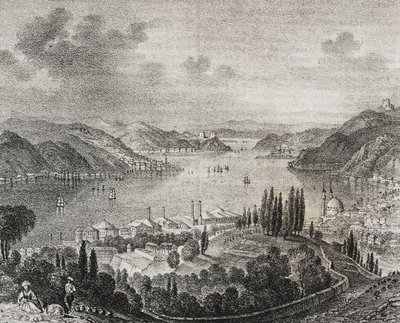 Vue du détroit des Dardanelles, lithographie de Salvatore Puglia de Poliorama Pittoresco, n 20, 23 décembre - Salvatore Puglia