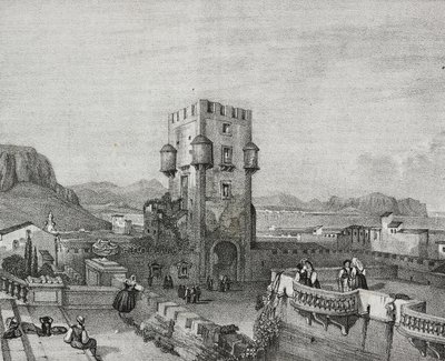 Villa du prince de Butera à Bagheria, Palerme, Sicile, lithographie de Salvatore Puglia de Poliorama Pittoresco, n 3, 28 août - Salvatore Puglia