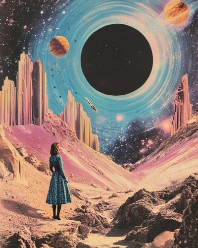 Une femme contemplant un trou noir - Samantha Hearn