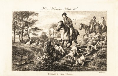 Chasseurs à cheval regardant les chiens trouver un lièvre - Samuel (after) Howitt