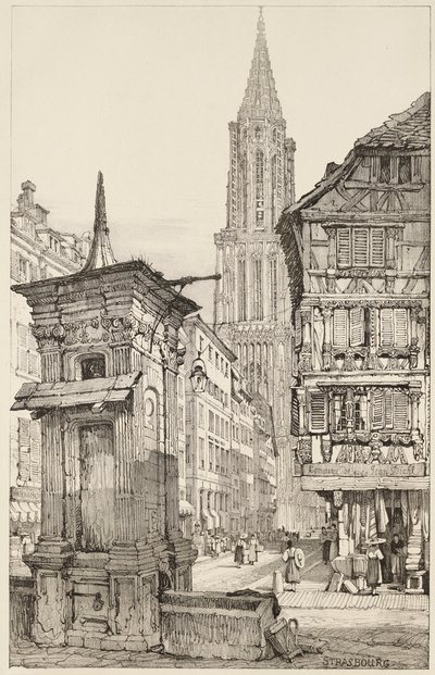 La rue Mercière et la façade ouest de la cathédrale de Strasbourg - Samuel (after) Prout