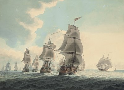 Une escadre de la Royal Navy descendant la Manche - Samuel (attr. to) Atkins