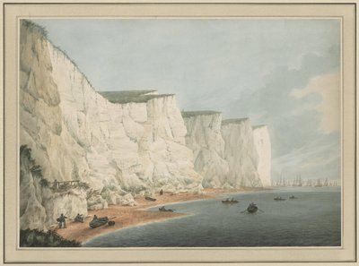 La flotte au large de la côte, Beachy Head, vers 1790-1805 (aquarelle avec dessin à la mine de plomb) - Samuel Atkins