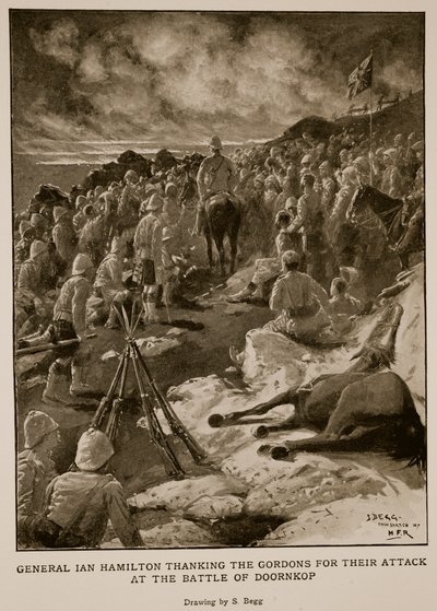 Le général Ian Hamilton remerciant les Gordons pour leur attaque à la bataille de Doornkop - Samuel Begg