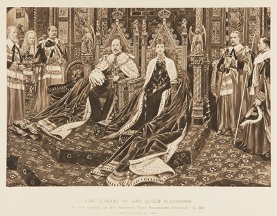 Le roi Édouard VII et la reine Alexandra au Parlement - Samuel Begg
