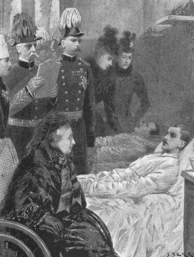 La reine Victoria... visitant les soldats blessés dans les campagnes de la frontière indienne... 1898, 1901 - Samuel Begg