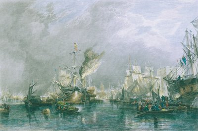 Navires dans le bassin de Londres - Samuel Bough