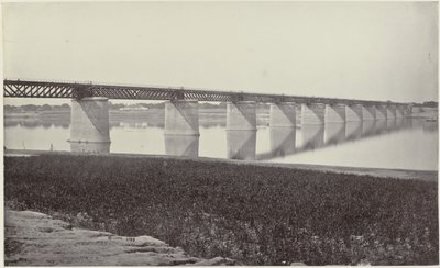 Pont ferroviaire sur la Yamuna à Allahabad - Samuel Bourne (signed by artist)