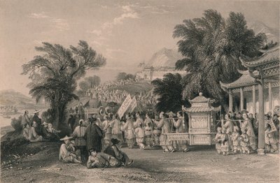 Procession de mariage au ruisseau Blue-cloud, Chin-keang-foo, vers 1843-1858 - Samuel Bradshaw