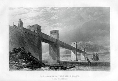 Le pont tubulaire Britannia sur le détroit de Menai, Pays de Galles, 1886 - Samuel Bradshaw