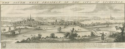 Lichfield - Vue du sud-ouest : gravure - Samuel Buck