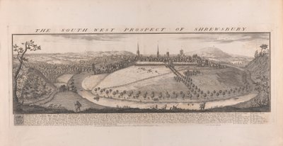 Vue sud-ouest de Shrewsbury, Shropshire - Samuel Buck