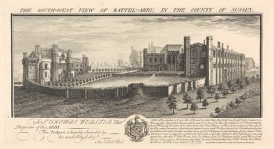 Vue sud-ouest de Battel-Abbey, dans le comté de Sussex - Samuel Buck