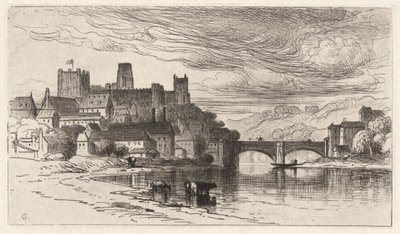 Durham, Angleterre (La Splendeur tombe sur les murs du château) - Samuel Colman