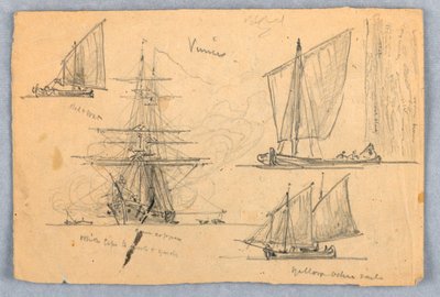 Croquis de navires, Venise, Italie - Samuel Colman