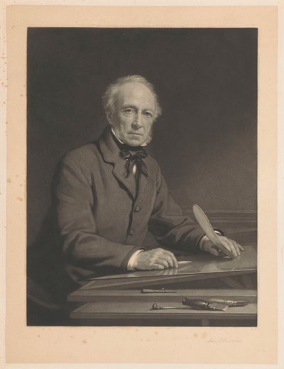 Portrait de Samuel Cousins travaillant sur une gravure - Samuel Cousins (signed by artist)