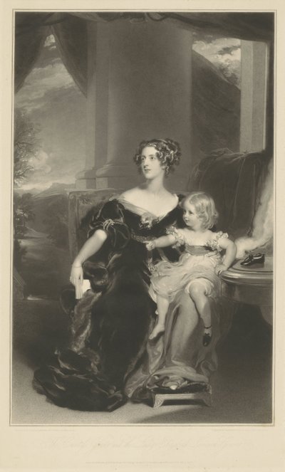 Portrait de Harriet, Comtesse Gower, et de sa fille - Samuel Cousins