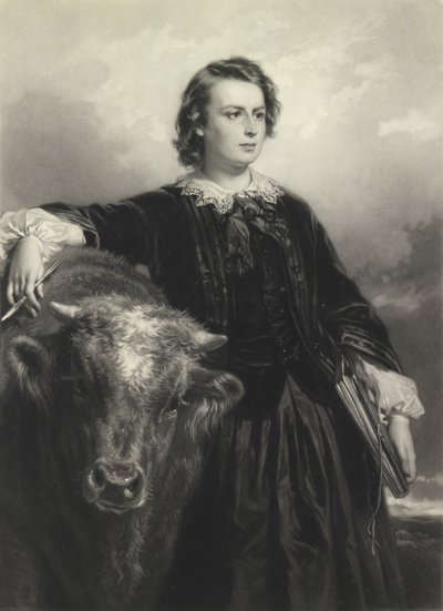 Rosa Bonheur à trente-quatre ans (mezzotinte) - Samuel Cousins