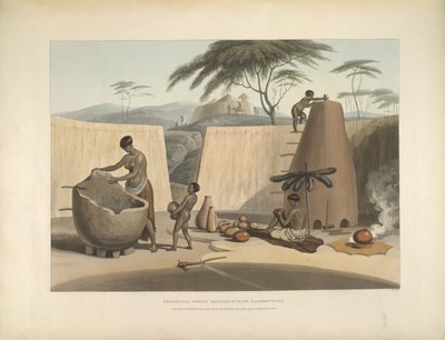 Femmes Booshuana fabriquant des poteries, illustration de 
